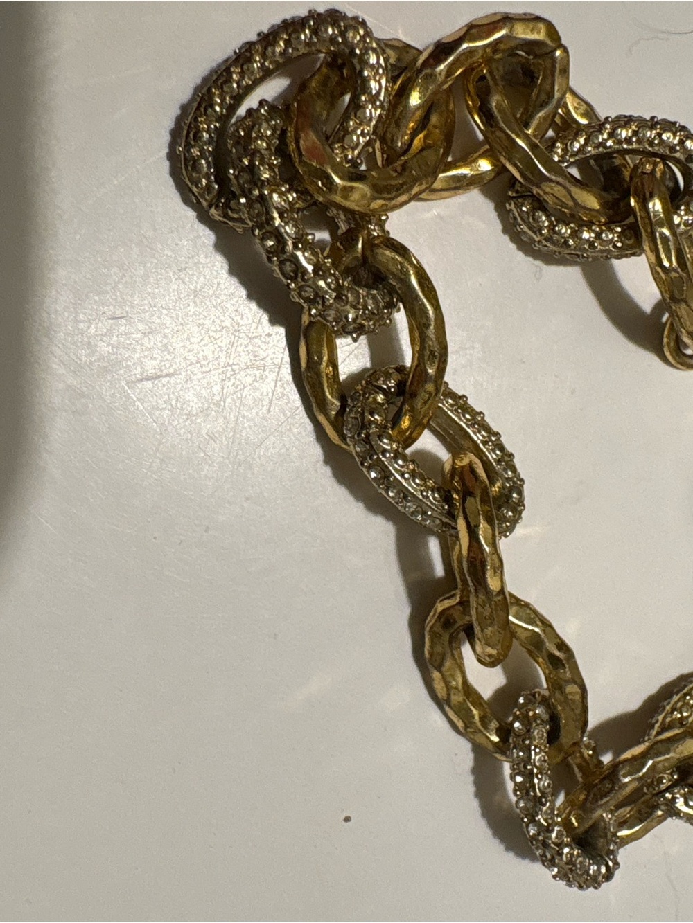 Stella & Dot Gold Tone Crystal Link Necklace